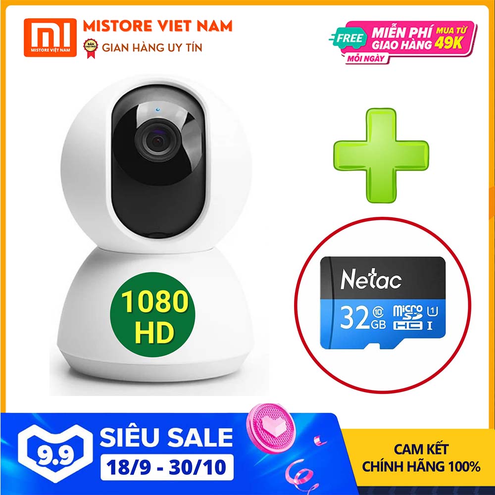 【FREESHIP XTRA】[QUỐC TẾ 2020] ( Tặng thêm 01 Thẻ nhớ 32G) Camera quan sát IP Xiaomi Mijia Mi Home 1080P Xoay 360 độ, QDJ4058GL CHÍNH HÃNG XIAOMI - Mistore Việt Nam