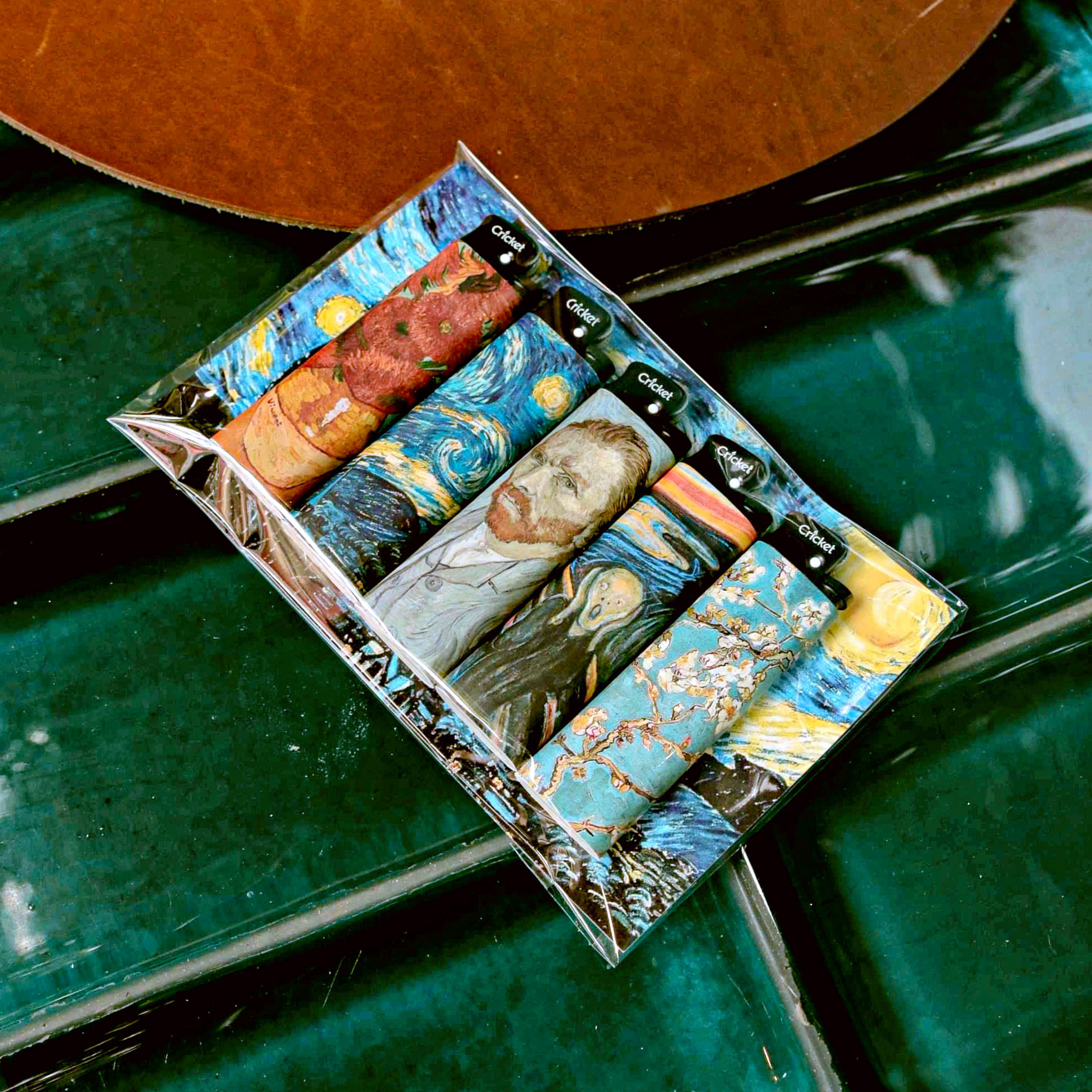 Bật lửa cricket Xland nghệ thuật van gogh sáng tạo - Combo 5 chiếc mẫu như hình