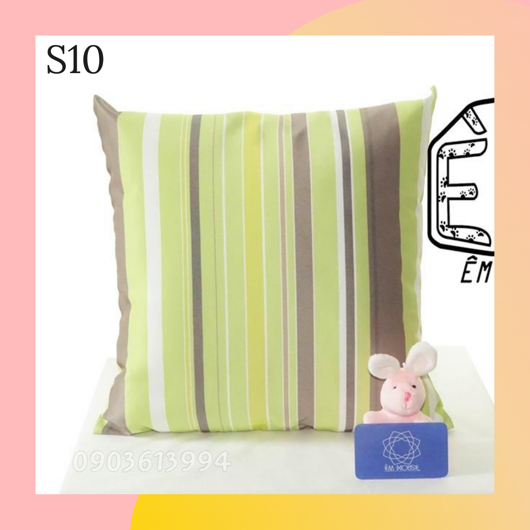 Gối vuông sofa vải trượt nước độc đáo sọc nhiều màu - pillow 40x40