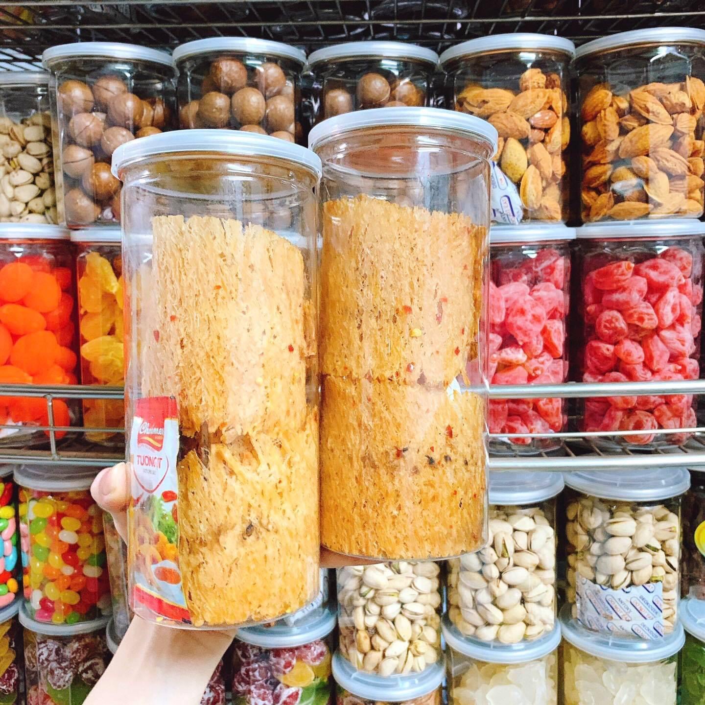 Mực cán tẩm gia vị cay, loại 1, kèm tưởng ớt, hủ pet 200gr