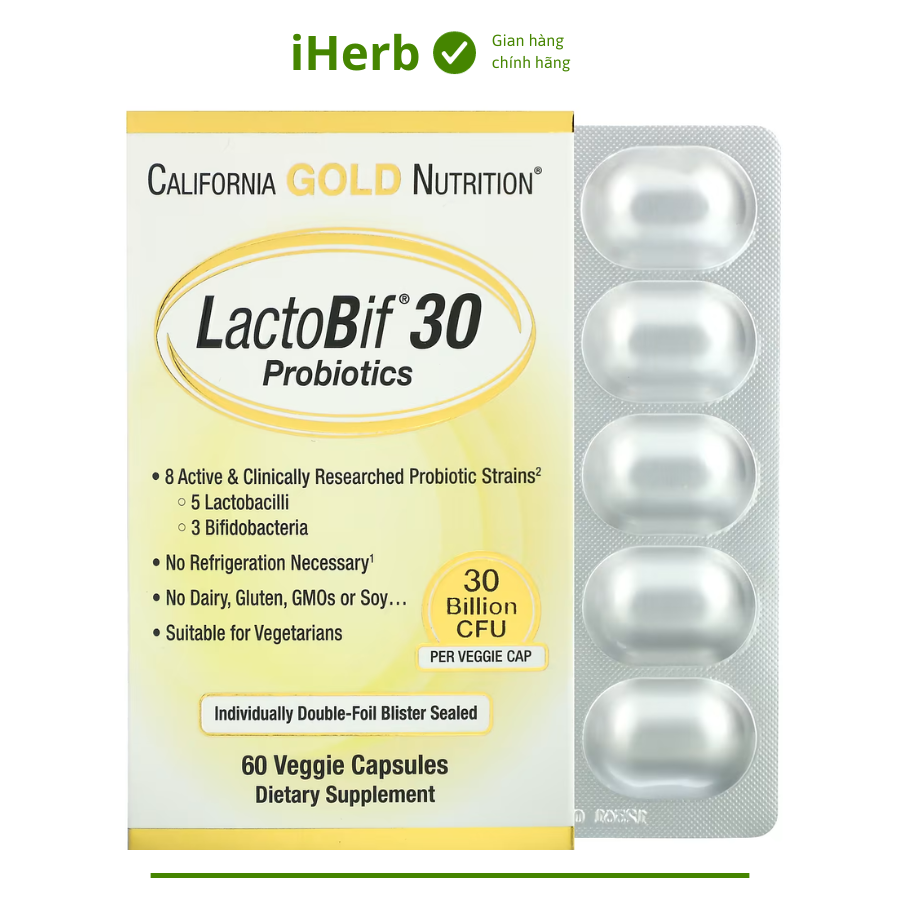 California Gold Nutrition, LactoBif Probiotics, 30 Billion CFU, 60 Veggie Capsules