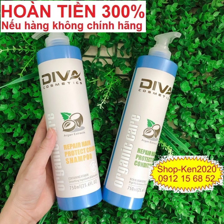 Cặp dầu gội xả Diva xanh 750ml x2 (Mẫu mới)