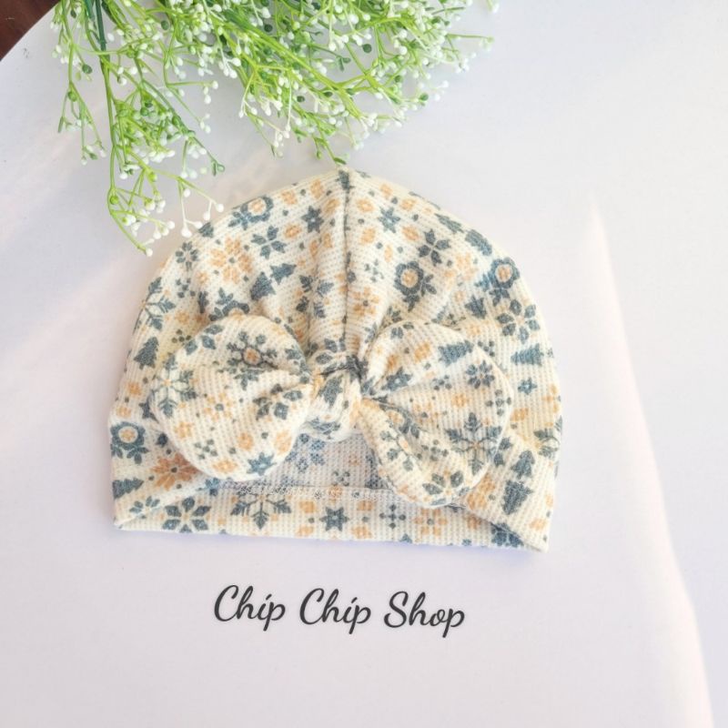 Mũ Turban cho bé siêu xinh chất cotton Waffle Hàn