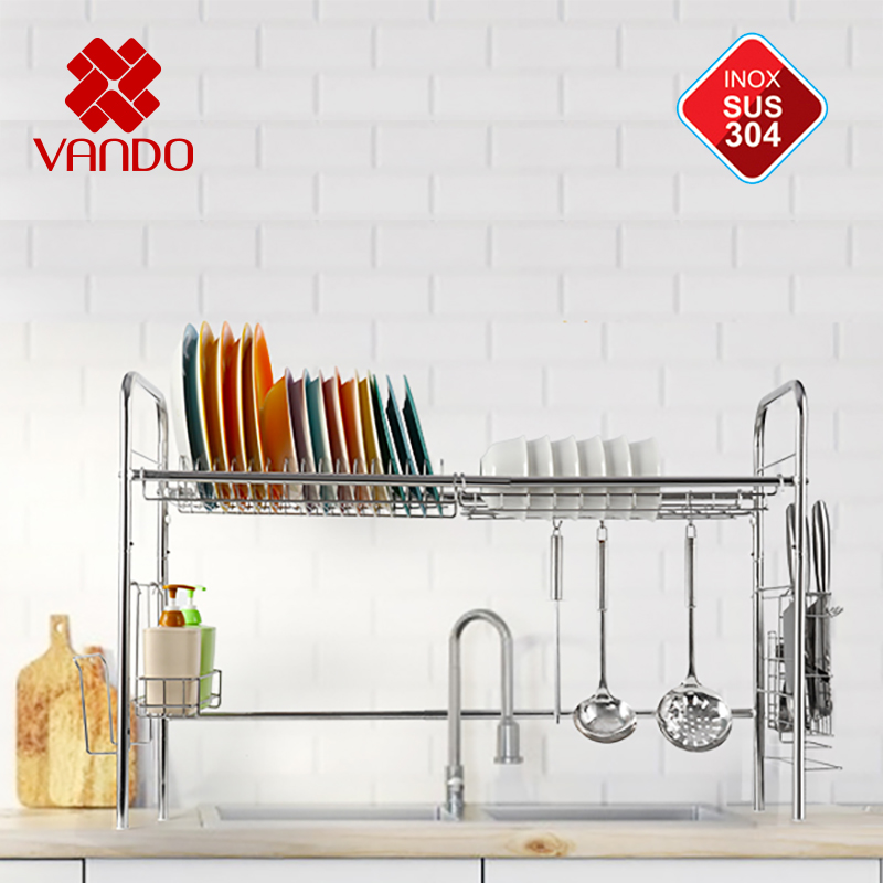 [ 𝐊𝐞̣̂ 𝟏 𝐓𝐚̂̀𝐧𝐠 𝟖𝟎 - 𝟗𝟎 ] Kệ Để Bát Đũa Inox Bát,Đũa, Dao, Thớt Đa Năng VANDO (Inox 304 cao cấp siêu bền)