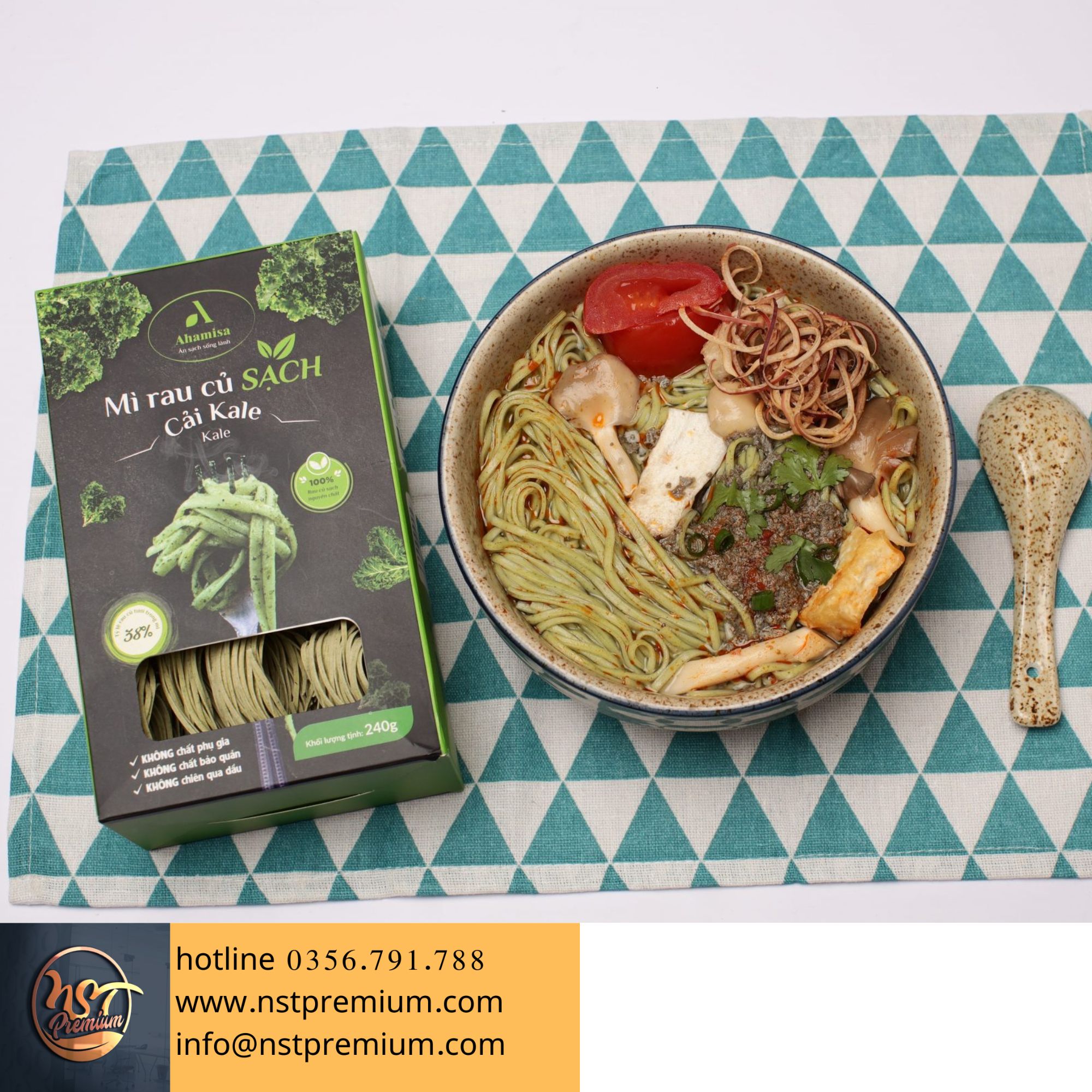 Mì rau củ sạch cải kale ahamisa 240g