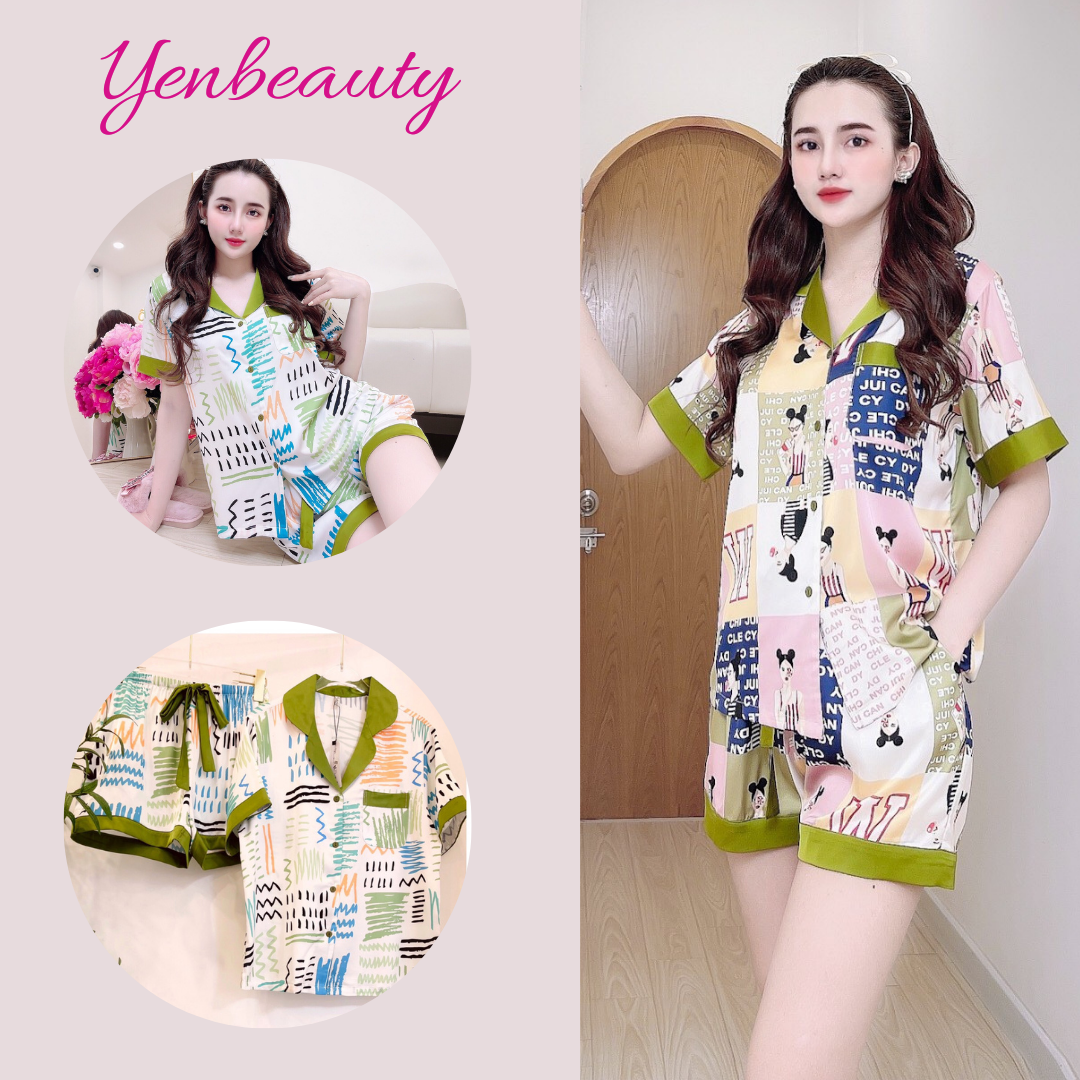 Đồ bộ lụa/satin pijama sọt đùi mặc ở nhà nữ yenb - bộ ngủ nữ tiểu thư cộc tay mặc nhà mùa hè, nhiều mẫu dễ thương