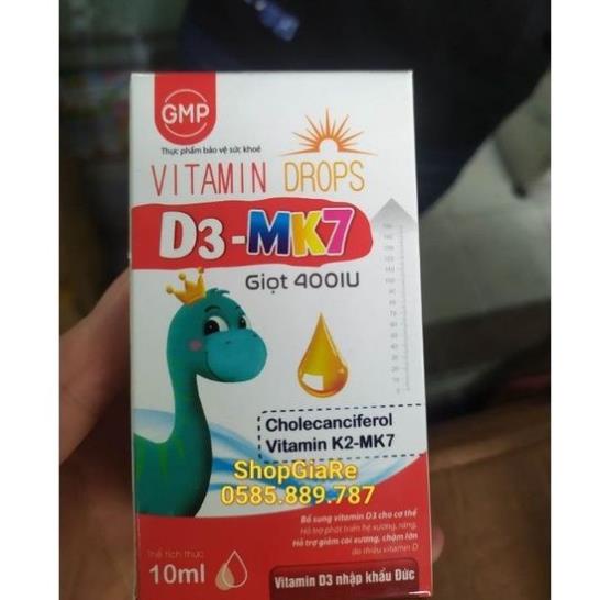 Vitamin Drops D3 - Mk7 giúp hấp thụ canxi hiệu quả, giúp xương và răng chắc khỏe hộp 10ml