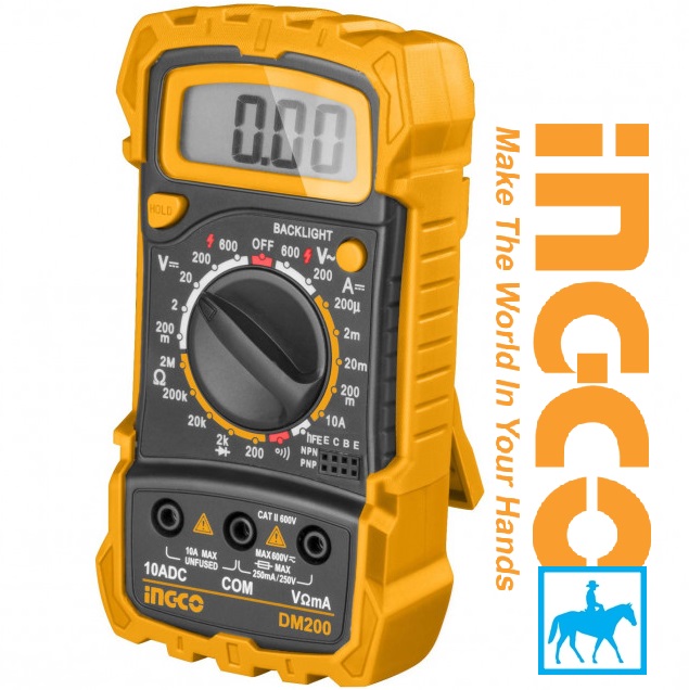 [HCM]Đồng Hồ Đo Điện Vạn Năng CATII 600V INGCO DM200 TMT46001