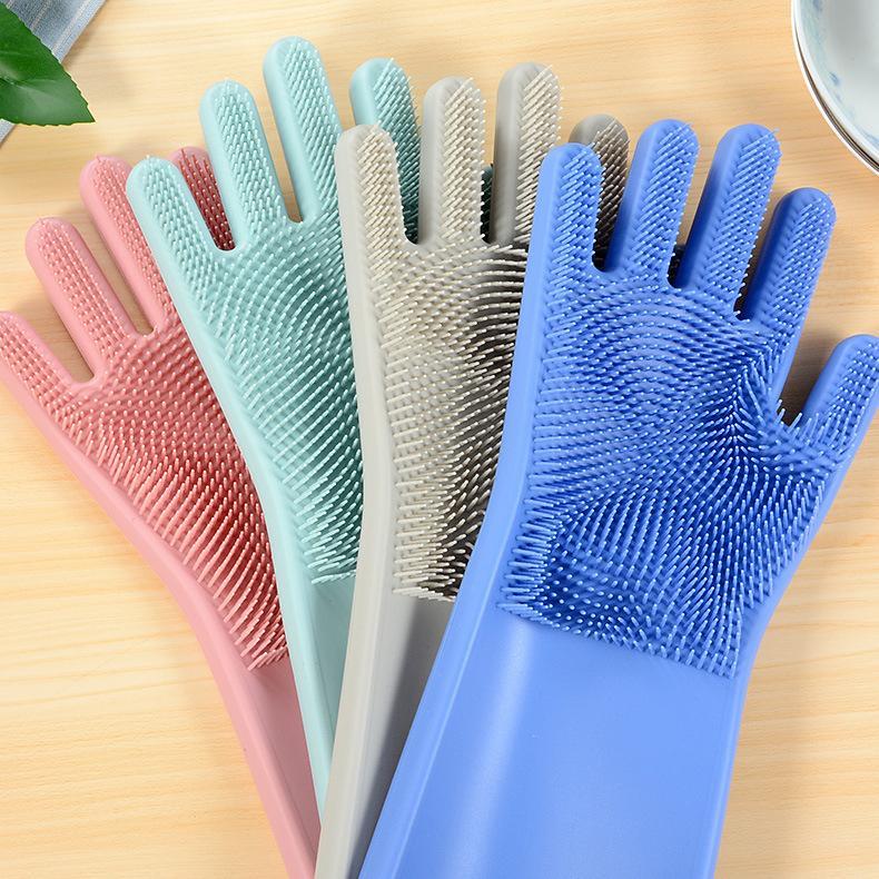 Găng tay rửa bát chén silicon có gai tạo bọt đa năng 2 trong 1 - Găng tay cao su lau chùi vệ sinh nhà bếp dẻo dai chịu nhiệt tốt, bảo vệ an toàn da tay.