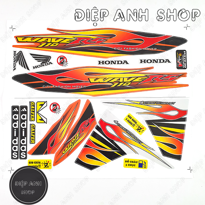 Tem rời Wave Alpha 110 ( Đời 2017 - 2020)- Tem 3 lớp chống phai màu