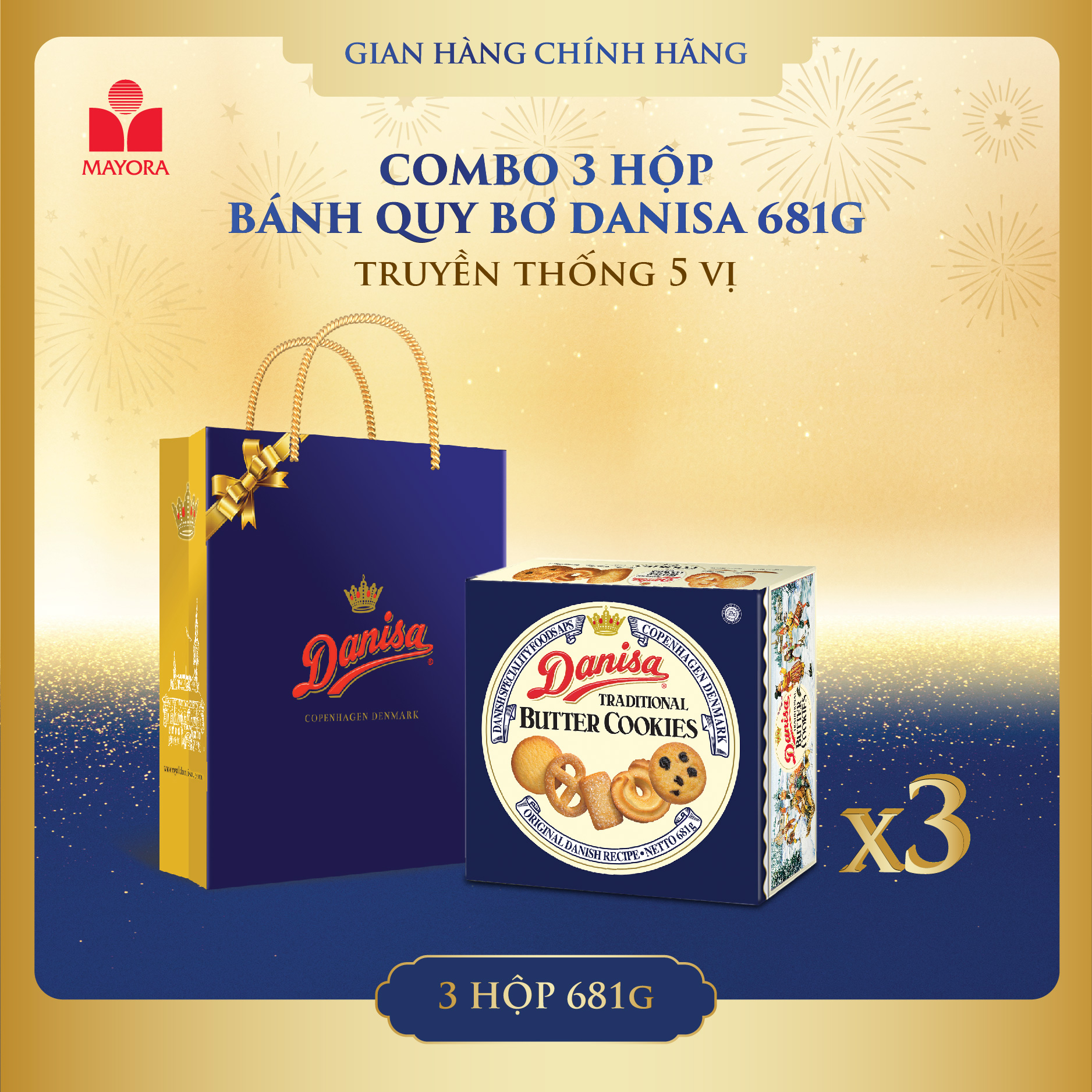 COMBO 3 HỘP BÁNH QUY BƠ DANISA 681G