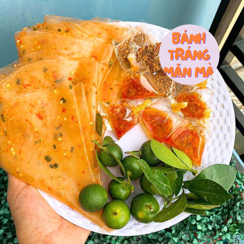 Bánh tráng phơi sương dẻo tôm đỏ ớt sa tế tắc muối tây ninh