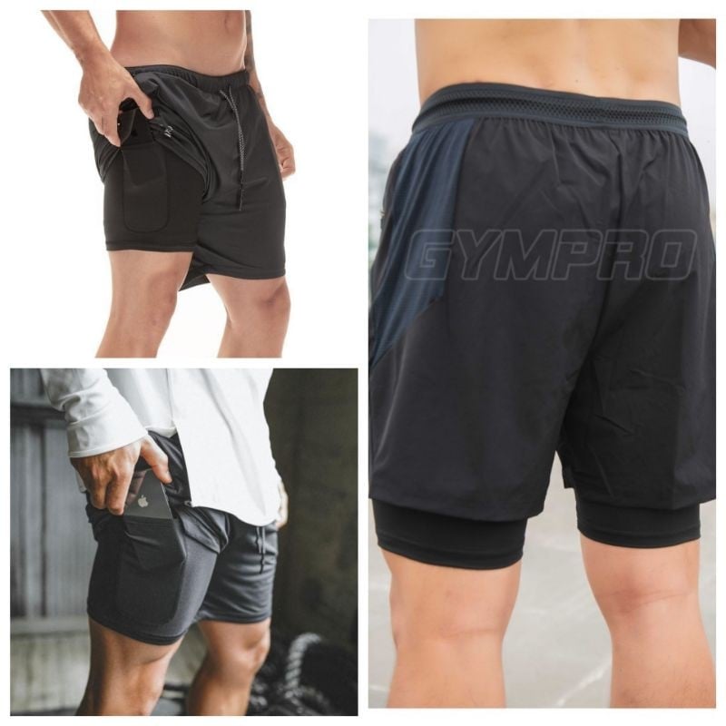 [HCM]Quần đùi 2 lớp nam tập gym chạy bộ cực ngầu