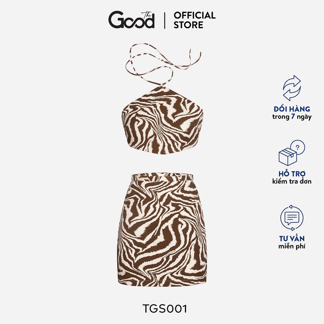 Sét áo yếm dây và chân váy cutout the good/zebra set