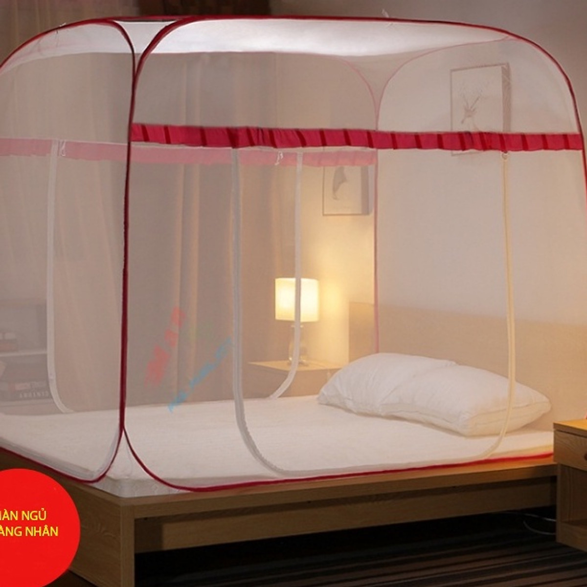 Màn chụp tự bung đỉnh vuông - Mẫu mùng chụp tự bung người lớn chống muỗi gấp gọn tiện dụng