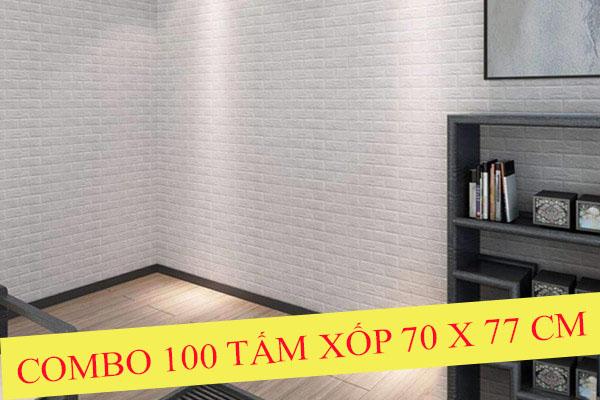 Xốp Dán Tường 3D Giả Gạch, Combob 100 Tấm Xốp 70X77cm,03.4