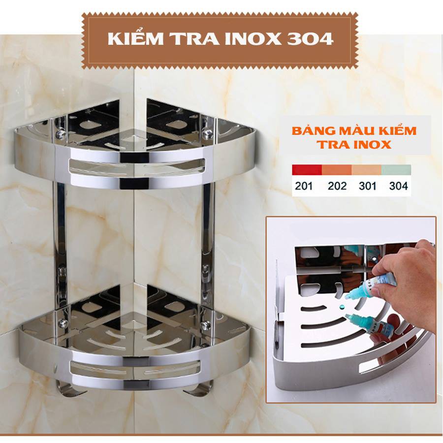 [HCM]Kệ Góc Đôi Phòng Tắm Để Xà Bông Inox 304 Cao Cấp