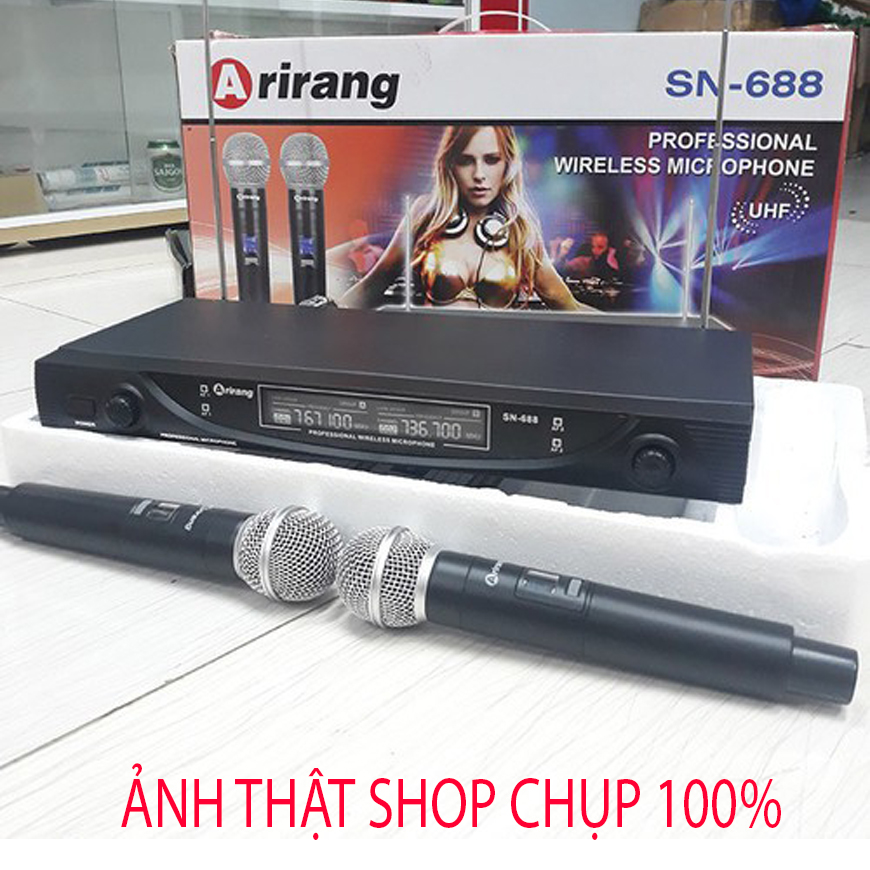 [SALE XẢ HÀNG] Micro khong day hat karaoke hay - Mua ngay Micro Không Dây Arirang  SN 688 Kèm đầu thu UHF Cao Cấp sóng khỏe mạnh mẽ ổn định hạn chế tiếng ồn, Chống rè hú cho giọng hát hay, ổn định chuyên dùng cho dàn karaoke gia đình