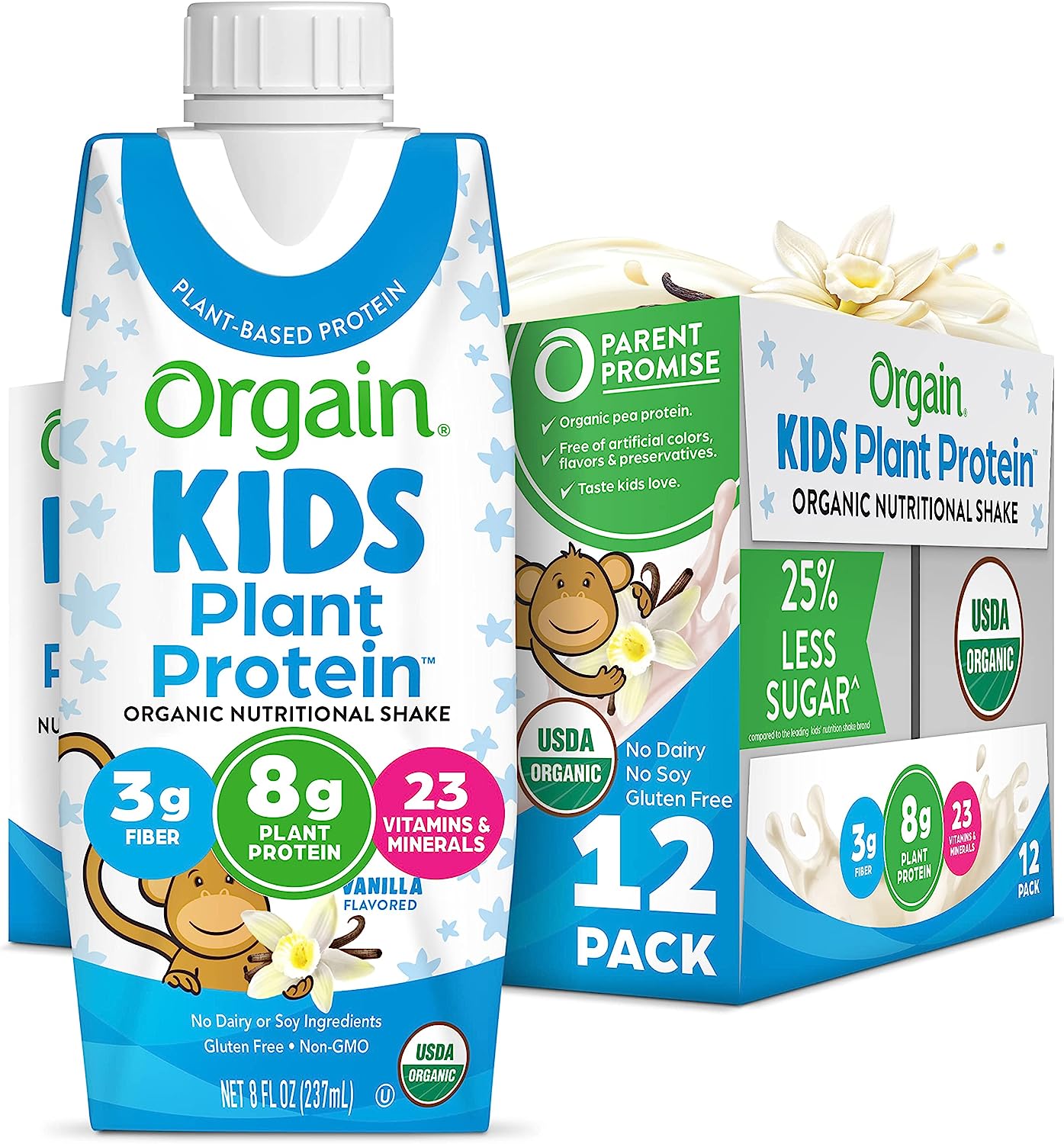 Date 06/2025 thùng 12 sữa tươi hữu cơ orgain kids plant protein 237ml x 12 - vi vani.