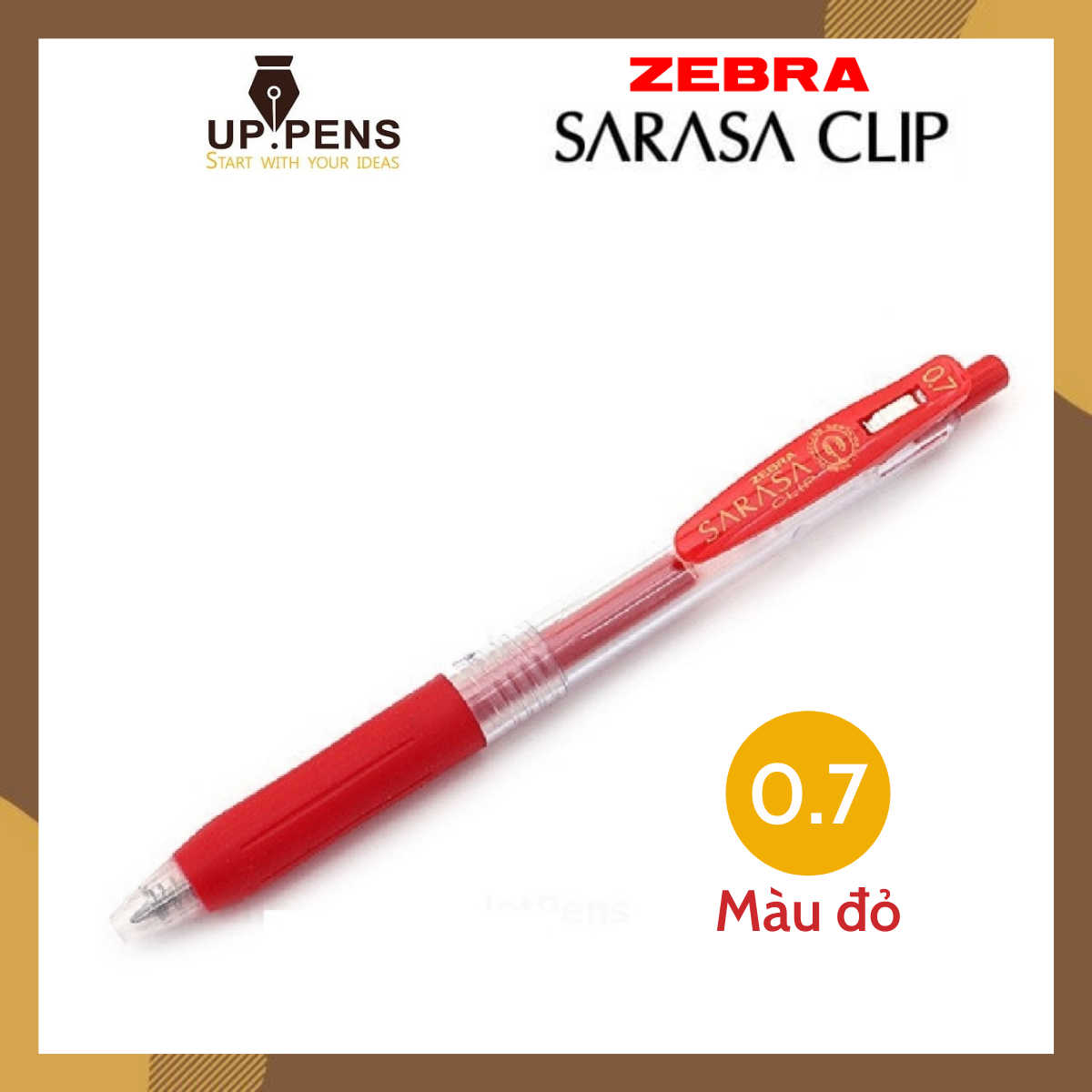 Bút gel zebra sarasa clip – metal tip 0.7mm – màu đỏ
