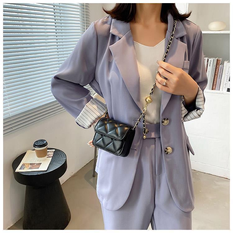 Túi mini nắp gập da thêu dây xích phối quả tròn nhỏ xinh hàng đẹp lót đỏ LK288