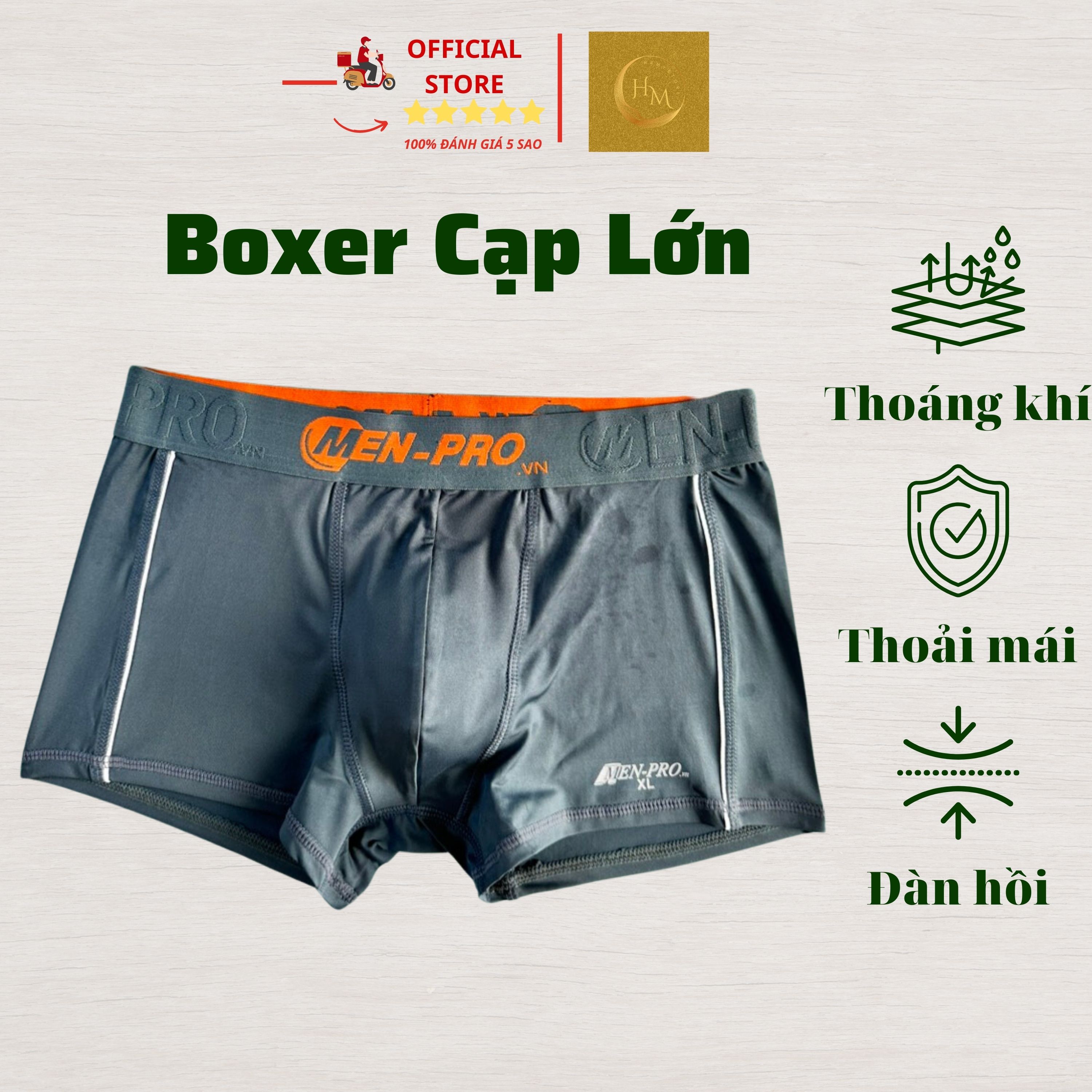 Combo 3 quần lót đùi Boxer Nam Menpro.vn cạp lớn thun lạnh chất lụa sữa - HAMY-STORE