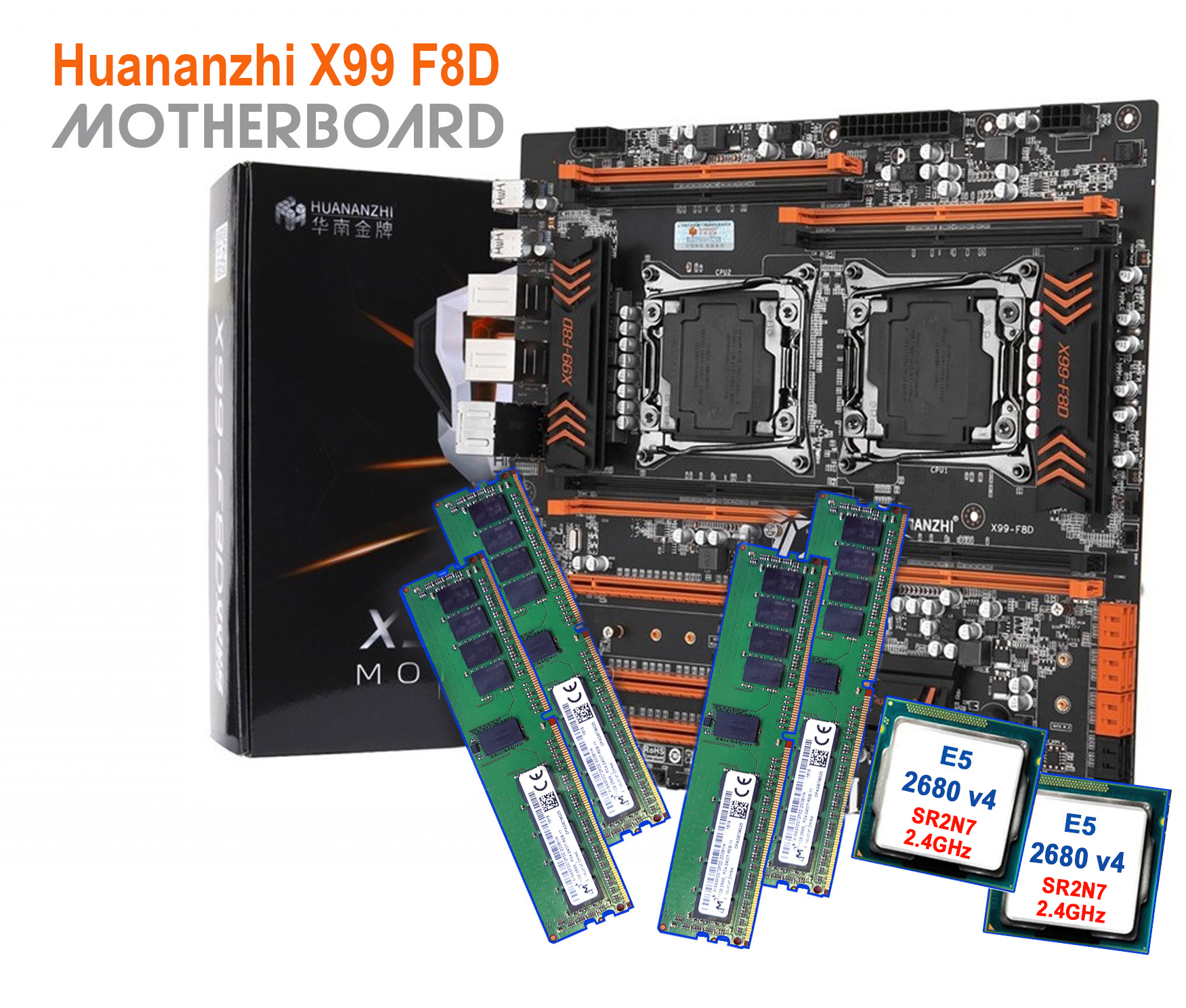 Combo Main Huananzhi X99-F8D + Dual Xeon E5 V4 + RAM DDR4 REG ECC. Chuyên Game - Đồ Họa - Giả lập - Render. BH: 12 tháng