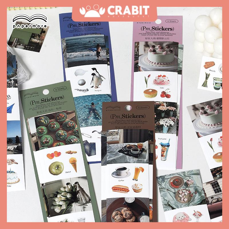 Sticker set 6 miếng hình dán ảnh aesthetic hiện đại theo màu