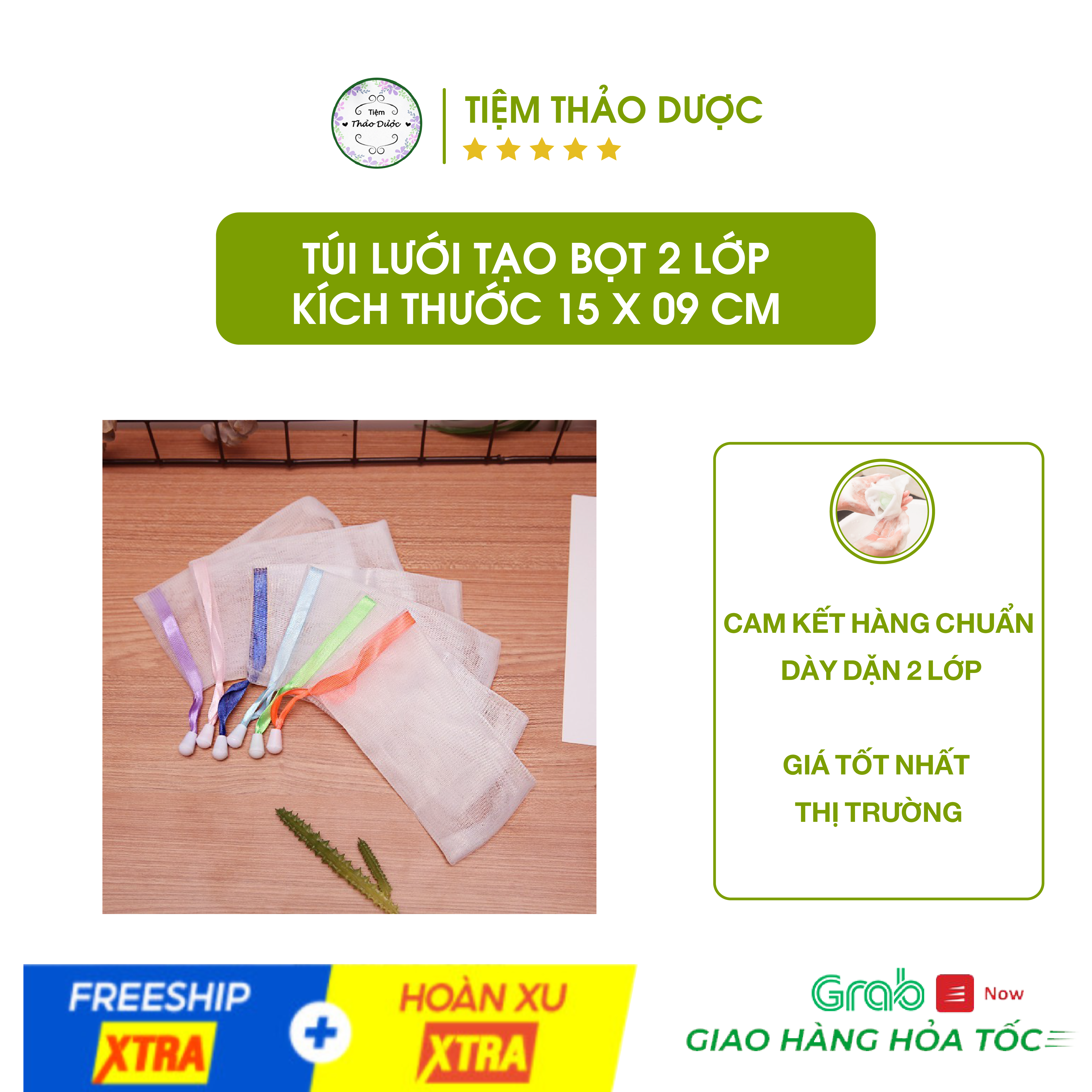 T&uacute;i lưới tạo bọt x&agrave; b&ocirc;ng (k&iacute;ch thước 15x09