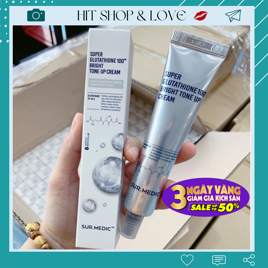 Kem dưỡng trắng da sur medic super glutathione 100 bright tone up cream 40ml hàn quốc