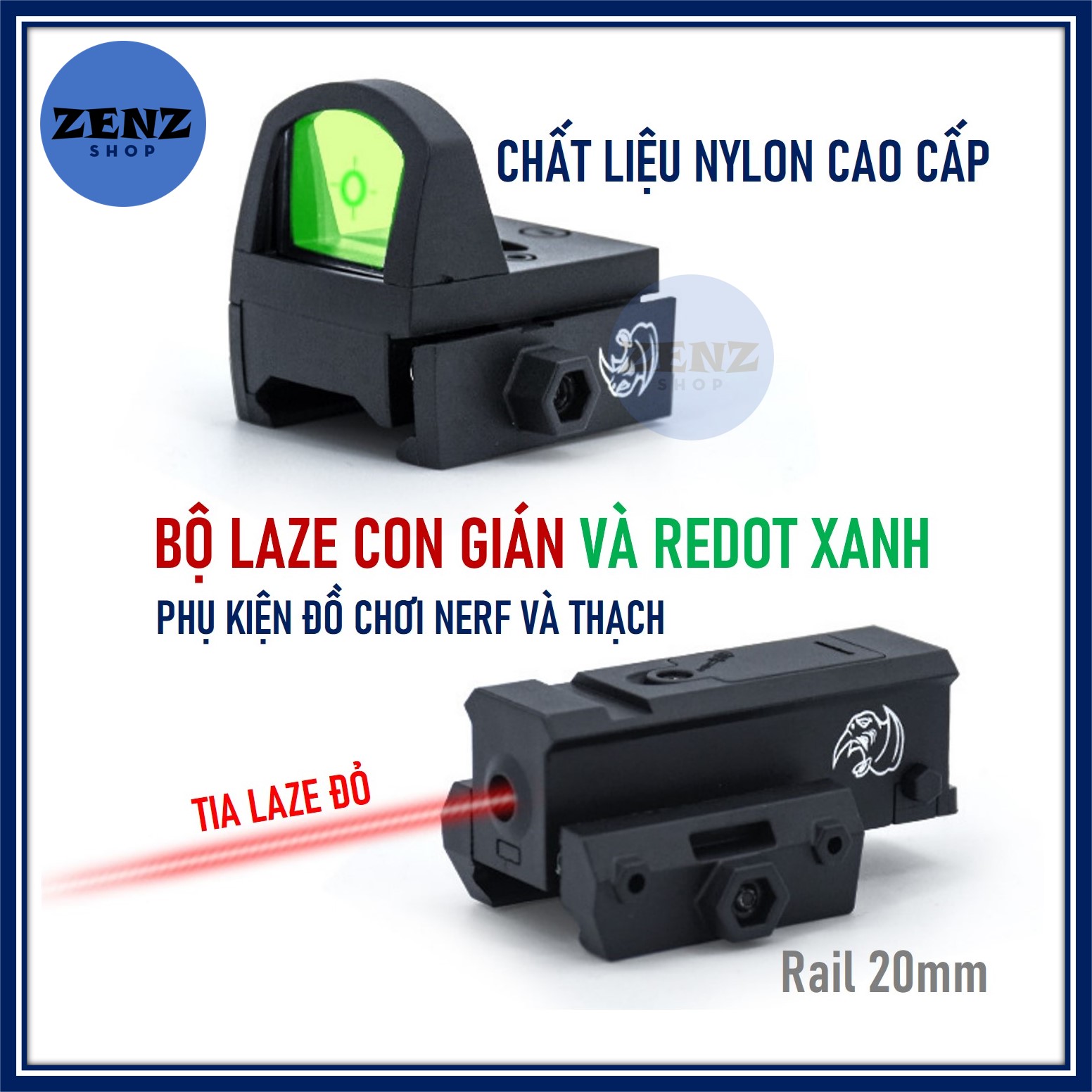 Bộ sản phẩm đèn laze con dán và tầm nhìn xanh lá - đồ chơi zenz
