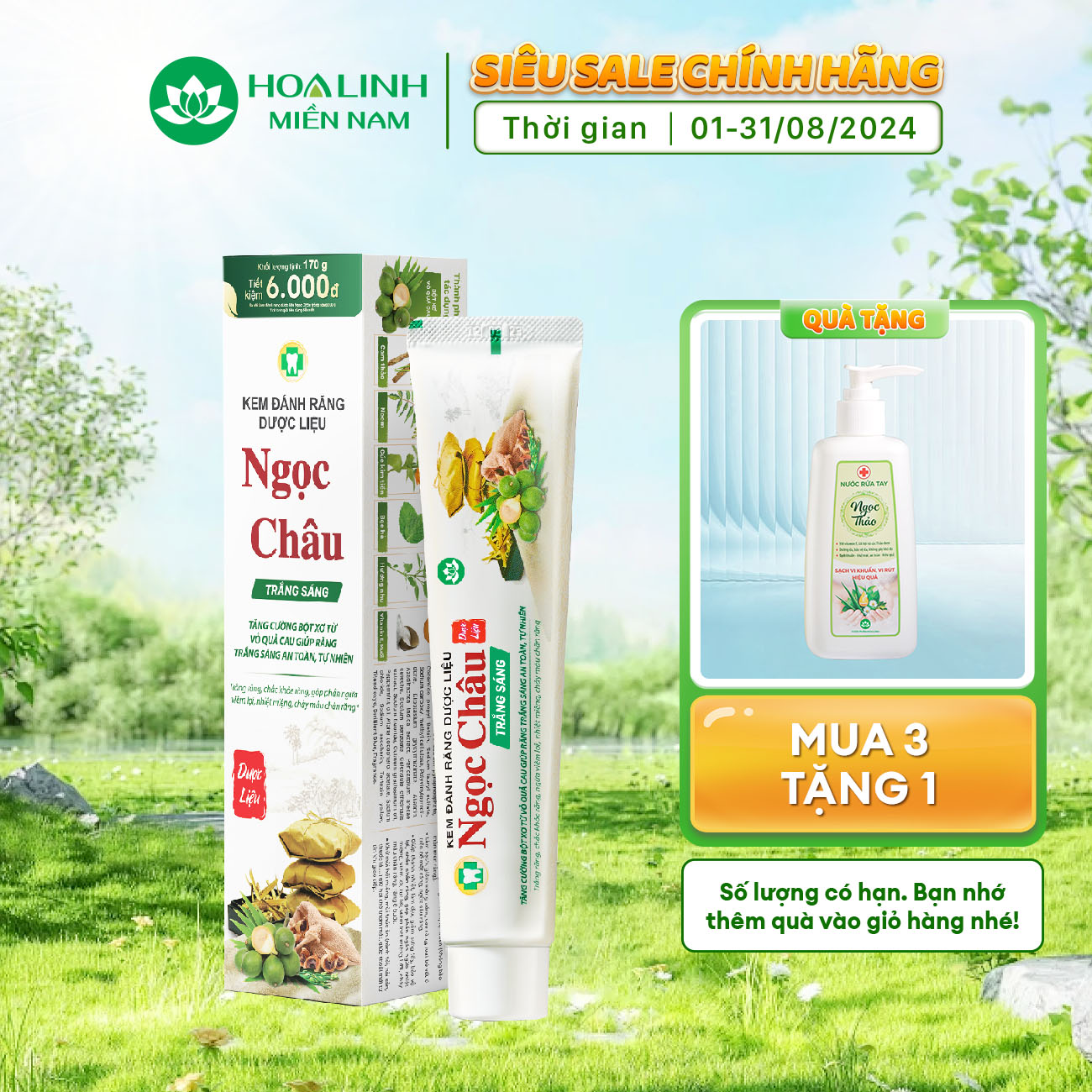 Kem Đánh Răng Dược Liệu Ngọc Châu Trắng Sáng 170g