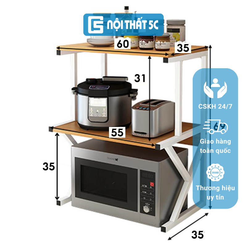 Kệ lò vi sóng, kệ bếp mini nhiều tầng, Kệ bếp đa năng đựng đồ kiểu chữ Z, chữ H kích thước 60x40cm