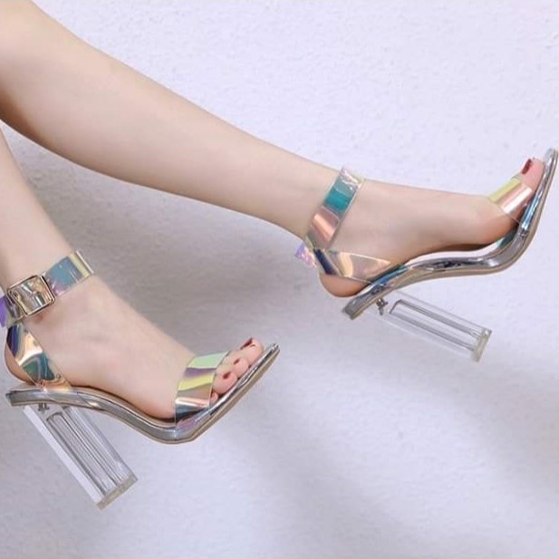 Giày cao gót nữ 9p đế trong suốt quai ánh kim nhiều màu (Có ảnh thật logo Shop Như Ý) - CG Ánh Kim