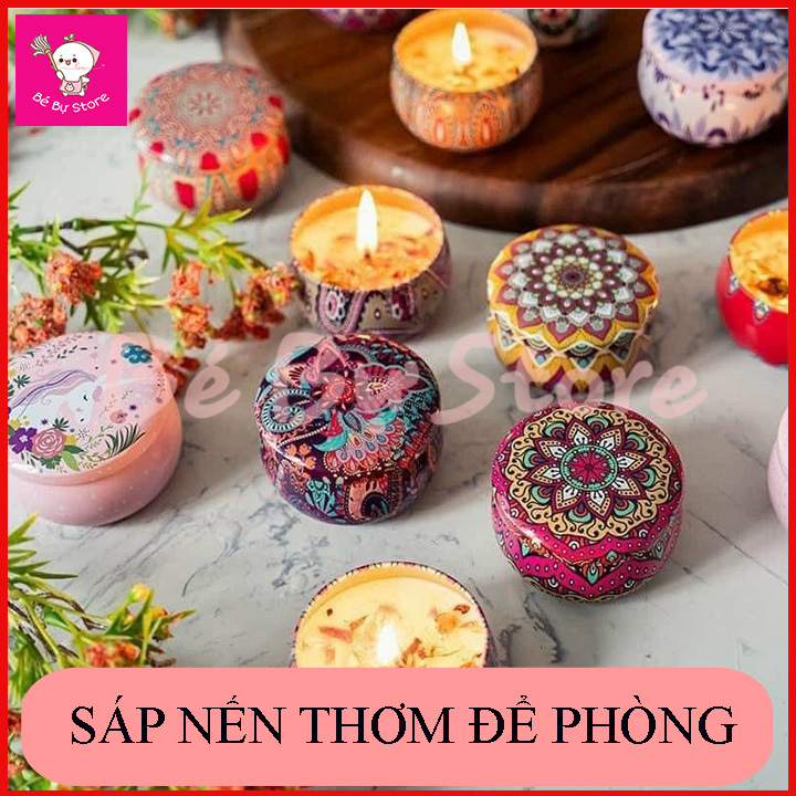 Nến thơm phòng hoa khô thiên nhiên, nến sáp thơm thư giãn cao cấp