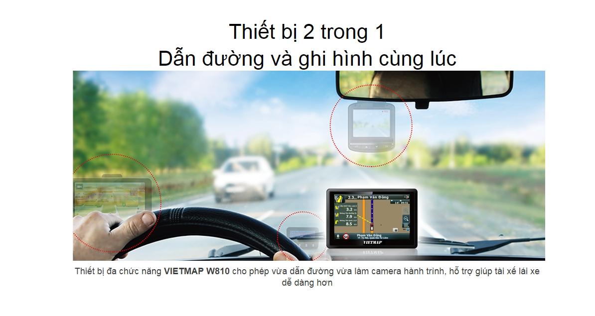 Camera hành trình vietmap w810 vừa dẫn đường vừa ghi hình full hd 1080p, màn hình 5 inch cảm ứng, gps, cảnh báo tốc độ, hỗ trợ cổng av
