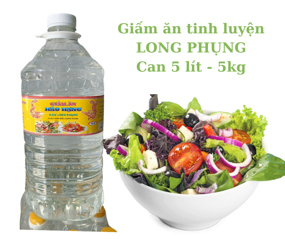 Giấm ăn tinh luyện LONG PHỤNG can 5 lít - Pha chế nước chấm, trộn gỏi salad