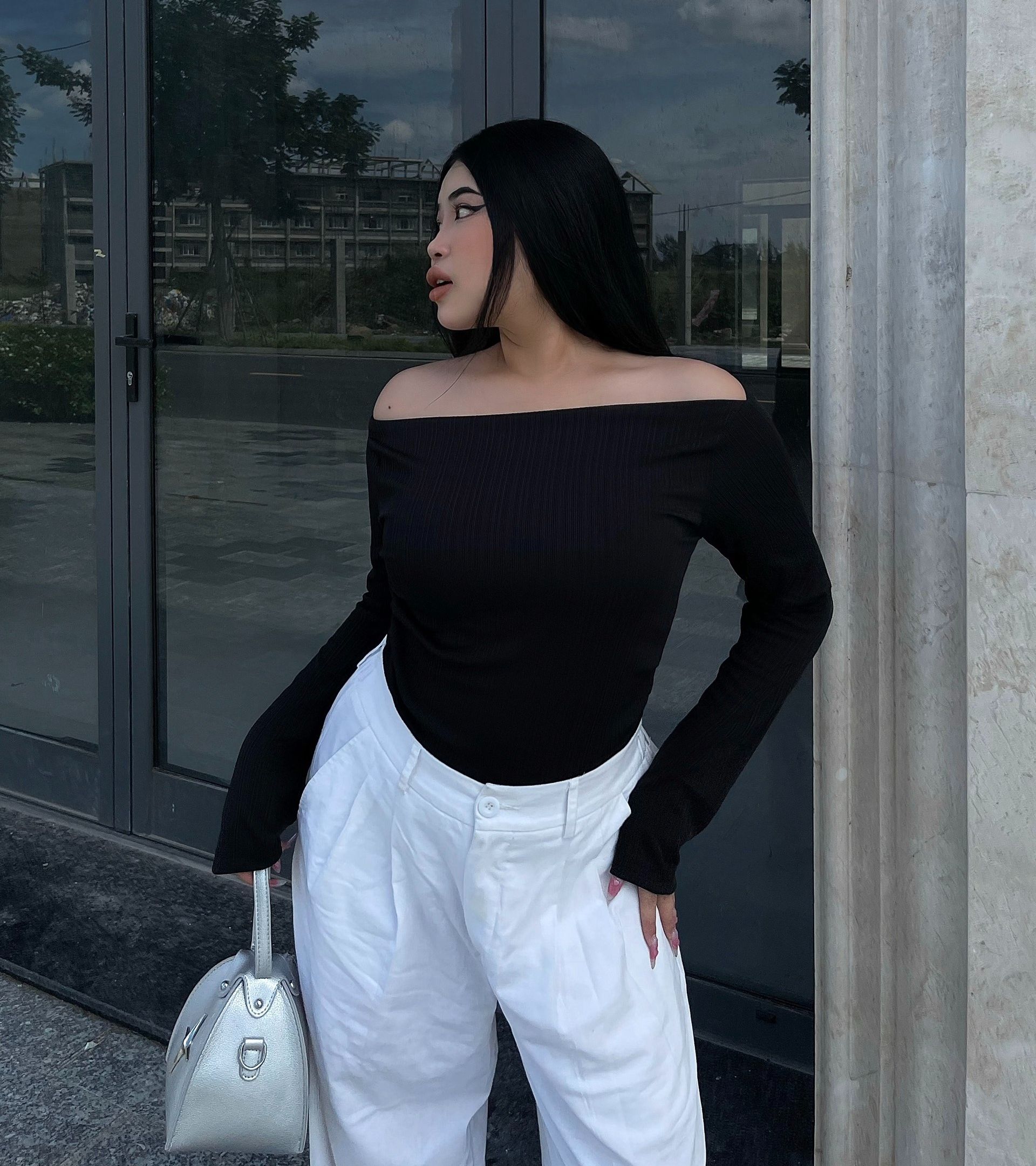 /NOTE.BIGSIZE/Áo bigsize trễ vai, áo form bẹt vai form to shop bigsize size tới 95kg màu đen