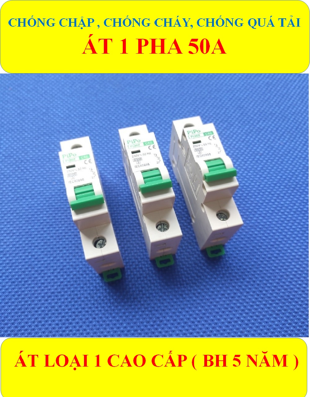 Cầu dao tự động, Aptomat 1 PHA 50A (BH 5 năm ) Chống chập, Chống ngắn mạch, Chống cháy, Chống quá tải HÀNG LOẠI 1 CÁO CẤP (bộ 1 sản phẩm)
