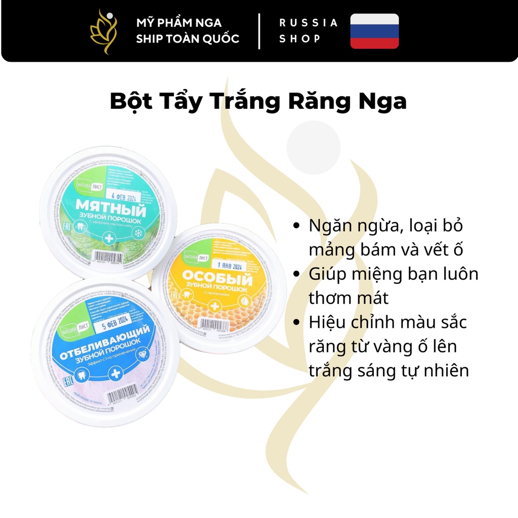 Bột tẩy trắng răng Nga