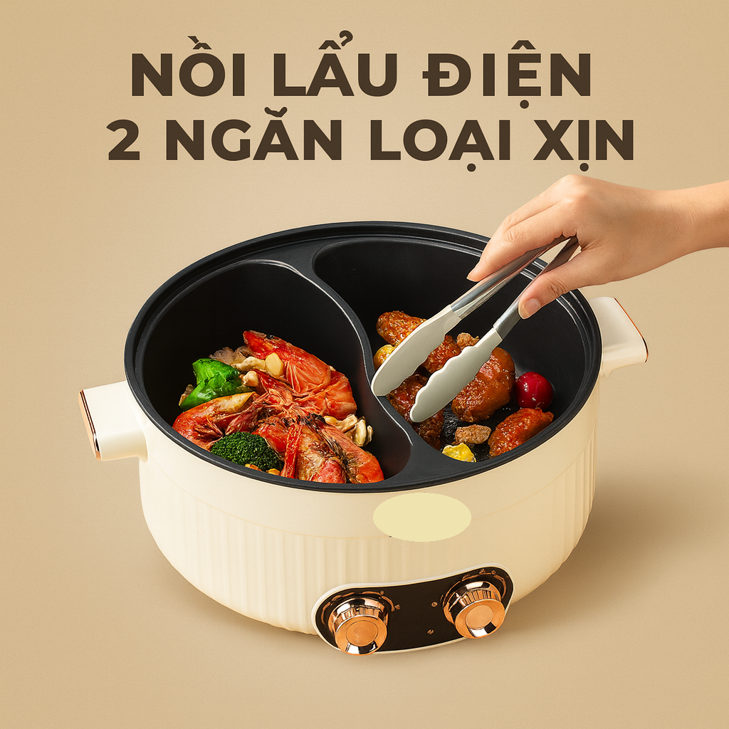 Khám Phá Nồi Lẩu Điện Đa Năng 2 Ngăn Siêu Bền Với Điều Khiển Nhiệt Độc Lập Loại Xịn