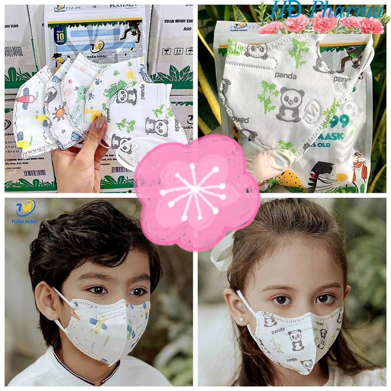 Hộp 10 chiếc Khẩu trang 5D trẻ em Cường Thịnh. Khẩu trang trẻ em cao cấp 5d mask cho bé từ 2 - 10 tuổi.