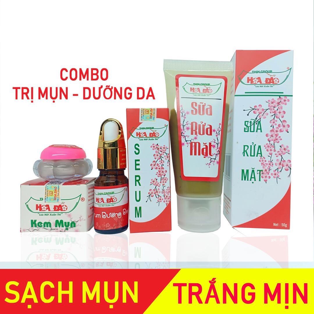 [HCM]Bộ Sản Phẩm Dưỡng Da Mụn Hoa Đào (Sữa Rửa Mặt Serum Kem Mụn Hoa Đào) THINGROUP