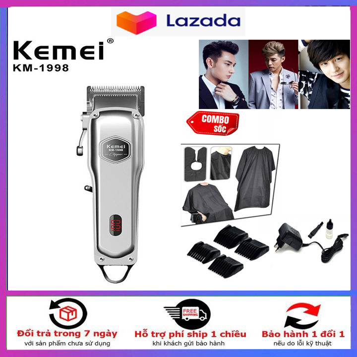 [TẶNG ÁO CHOÀNG CHỐNG NƯỚC] TÔNG ĐƠ CẮT TÓC KHÔNG DÂY CHUYÊN NGHIỆP KHUNG NHÔM NGUYÊN KHỐI, SẠC PIN LITHIUM 1000MAH, MÀN LCD KEMEI-KM1998-TÔNG ĐƠ, TĂNG ĐƠ LOẠI NÀO TỐT