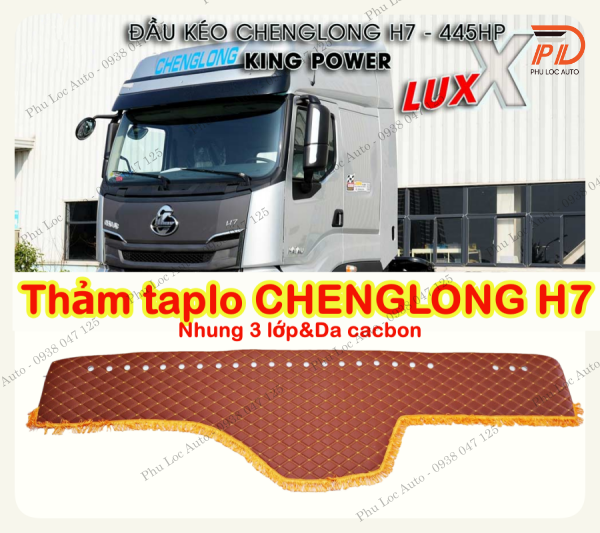 Thảm chống nắng taplo xe đầu kéo chenglong h7 420hp 445hp 480hp loại nhung 3 lớp và da cacbon cao cấp