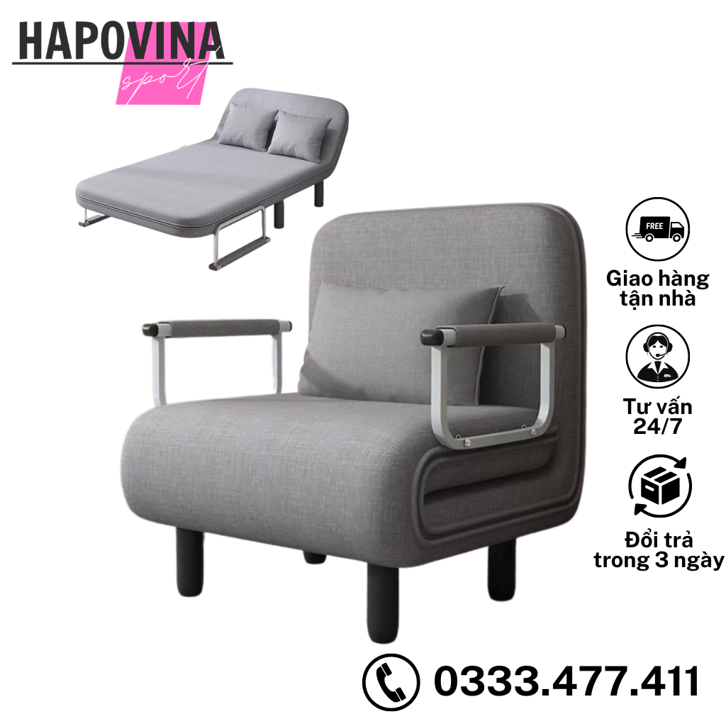 Ghế sofa giường thông minh gấp gọn và mở ra thành giường, Sofa bed có khóa kéo dễ dàng làm sạch