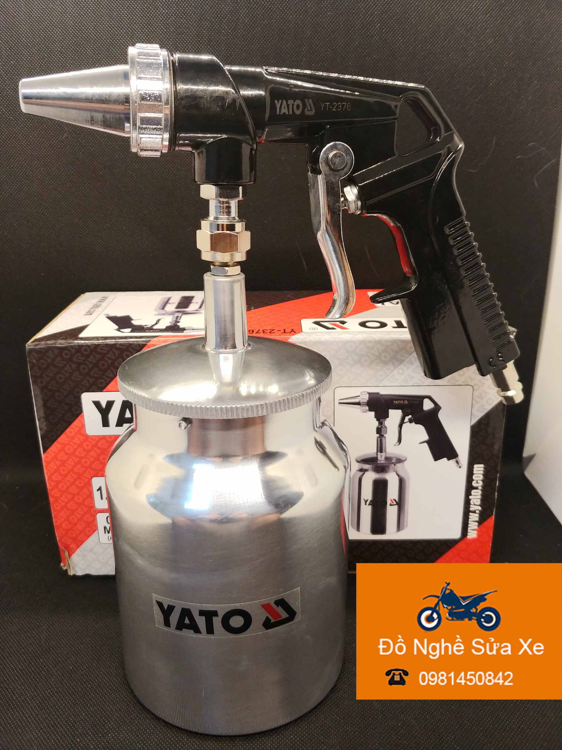 Bình phun cát khí nén cầm tay 1 lít yato │ yt-2376 bắn cát bằng hơi tẩy rỉ vệ sinh bề mặt dụng cụ cơ khí cầm tay hàng nhập khẩu