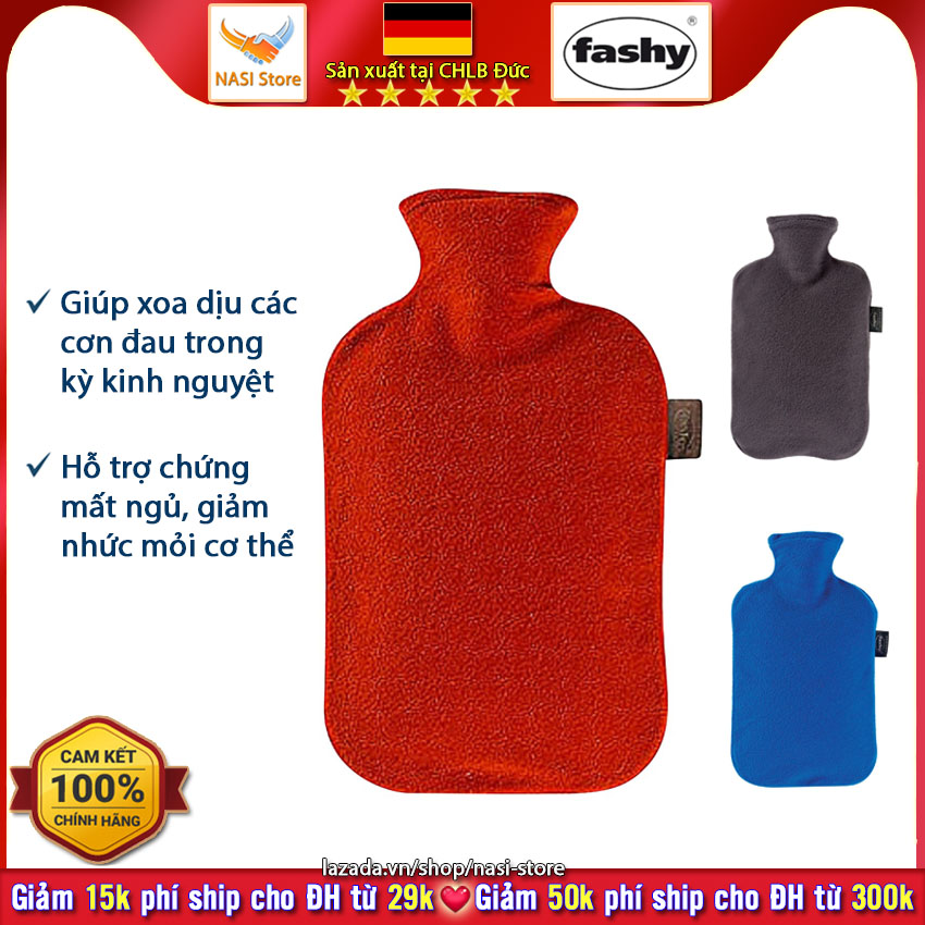 Túi chườm nóng Fashy bọc lông cừu (nhập khẩu từ Đức) - túi chườm bụng kinh, túi giữ nhiệt chườm nóng, túi nước nóng chườm bụng, túi chườm nóng lạnh - NASI Store