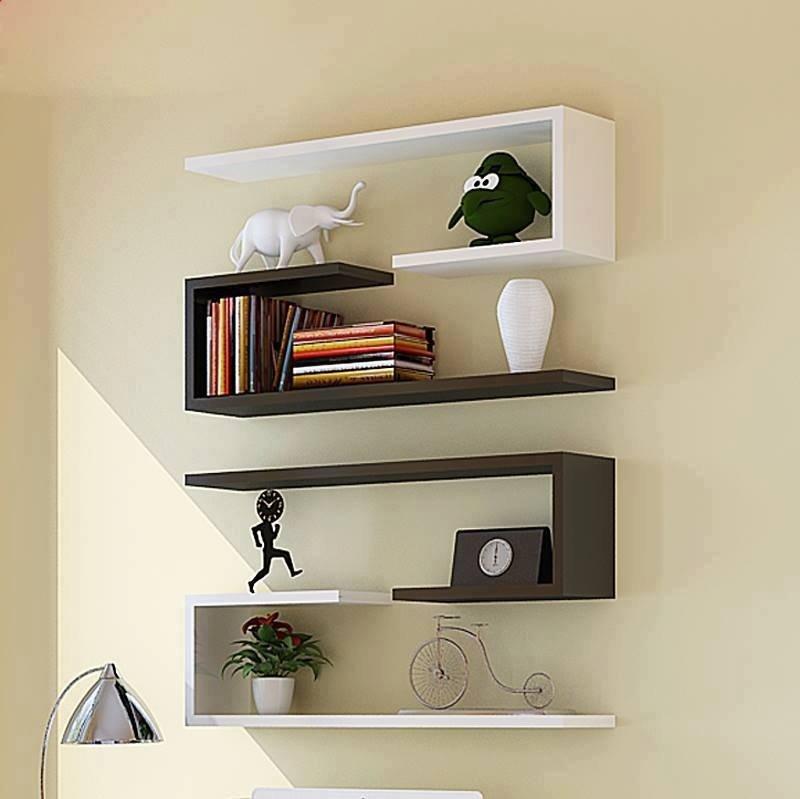 Bộ 4 Kệ Sách Gỗ Treo Tường Chữ J Nhỏ Gọn Cho Phòng Học ( Như Hình )