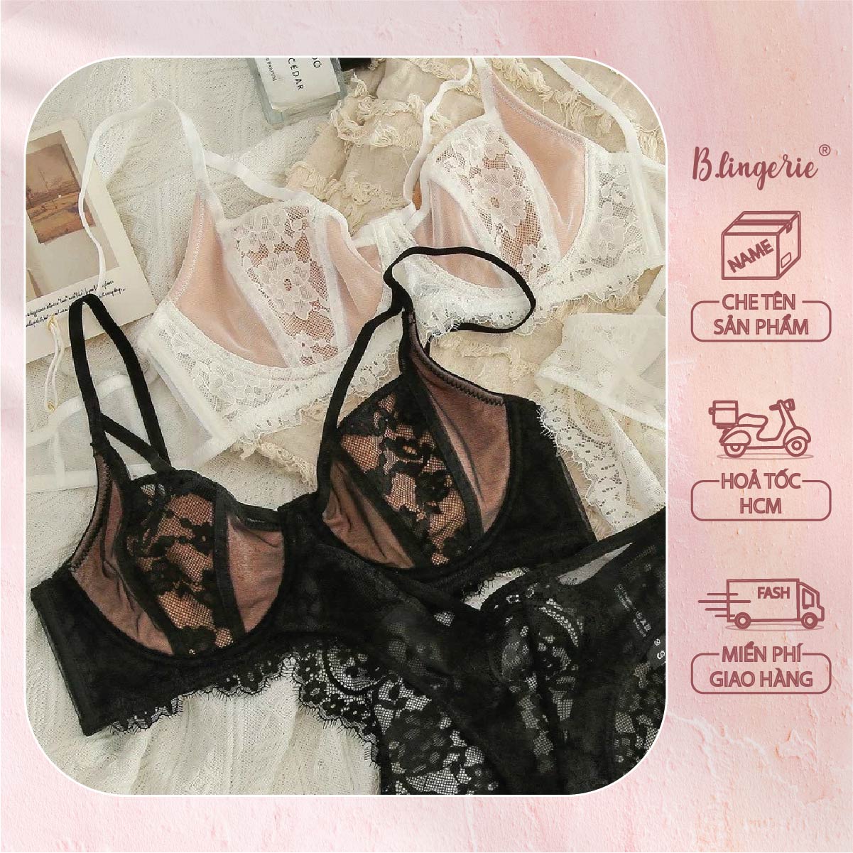 Bộ bra nữ hoa ren gợi cảm - b.lingerie